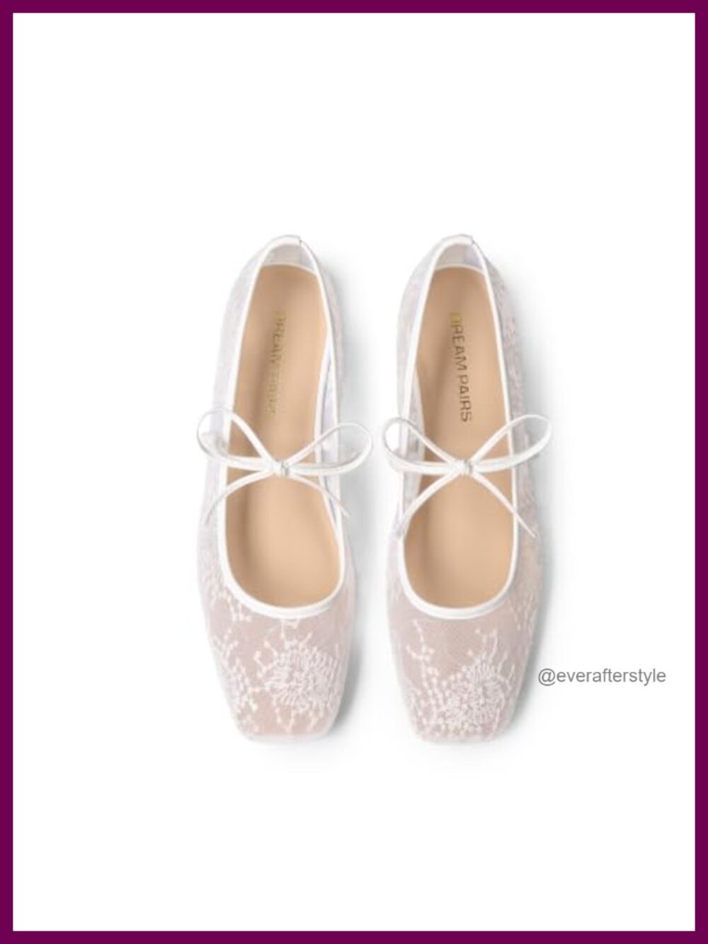 Women's Square Toe Ballet Mary Jane Flats Lace Bow Detail